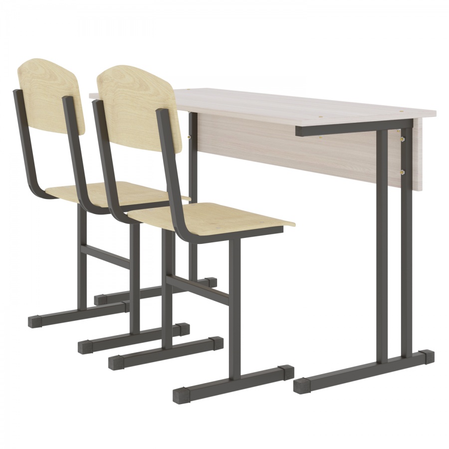 Double school desk + 2 chairs